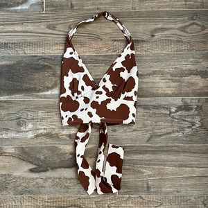 altar’d state cow print western halter top